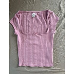BDG Urban Outfitters Pink Ribbed Square Neck Baby Tee Women's Medium